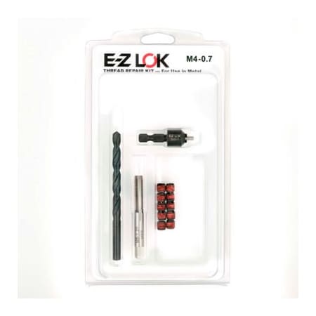 E-Z Lok Thread Repair Kit, Self Locking Thread Inserts, M4-0.70xM8-1.25, Steel EZ-450-4